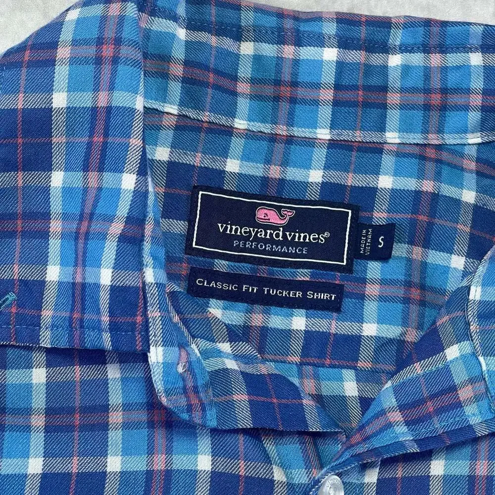 Vineyard Vines Performance Classic Tucker Plaid Flannel Button Down Shirt Sz S